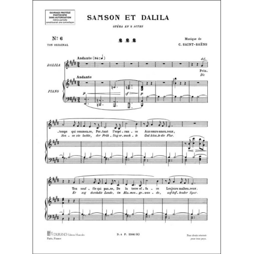 Camille Saint-Saëns - Samson Et Dalila no6 Chant de Galila in E