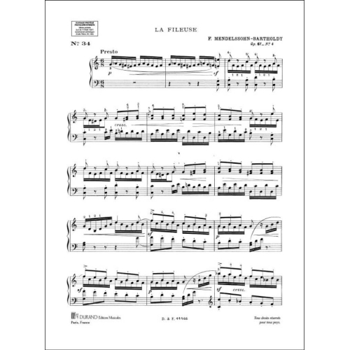 Felix Mendelssohn Bartholdy - La Fileuse, Opus 67 no 4