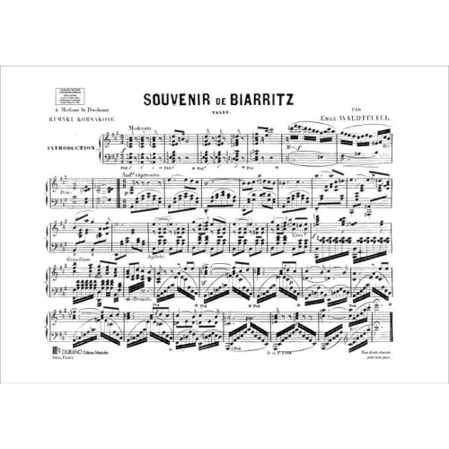 Emile Waldteufel - Souvenir De Biarritz, Suite De Valses, Pour Piano