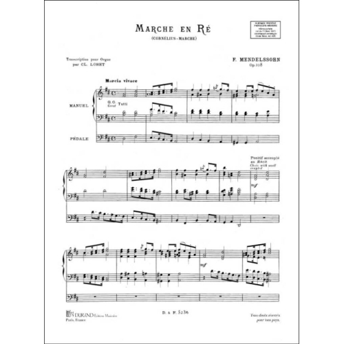 Felix Mendelssohn Bartholdy - Cornelius Marche Orgue