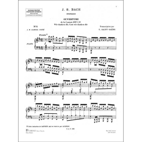 Johann Sebastian Bach - Ouverture Cantate 28 Piano (Saint Saens)