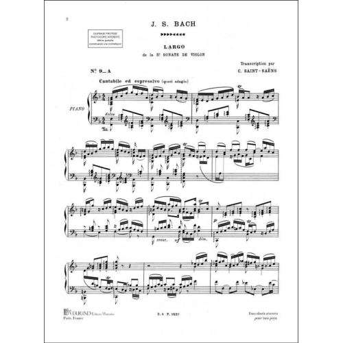 Johann Sebastian Bach - Largo 5 Sonate Violon Et Air 30 Cantatepiano