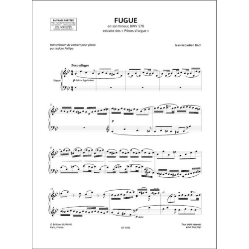 Johann Sebastian Bach - Fugue En Sol Mineur, Bwv 578