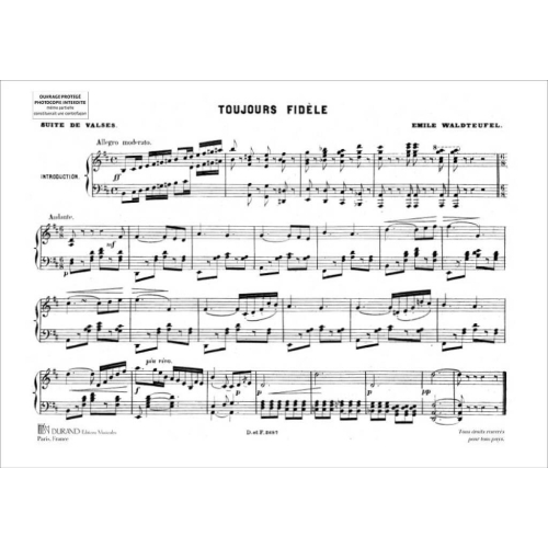 Emile Waldteufel - Toujours Fidele Piano