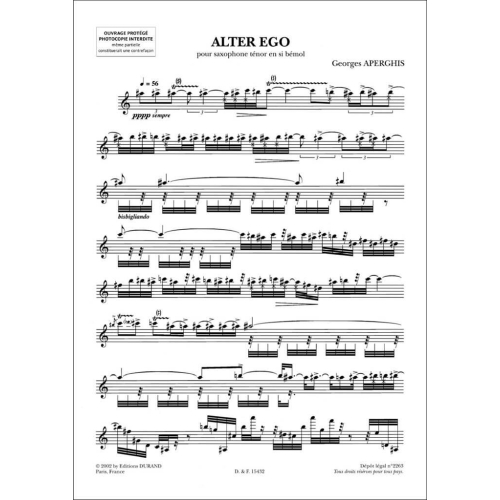 Georges Aperghis - Alter Ego, Pour Saxophone Tenor En Si Bemol