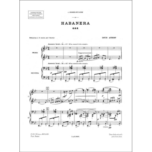 Louis Aubert - Habanera 4 Mains