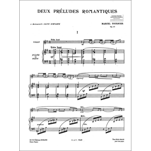 M. Tournier - Deux Preludes Romantiques, Opus 17