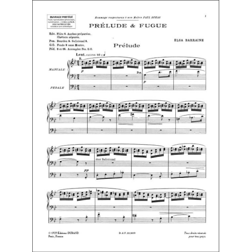 Elsa Barraine - Prel. + Fugue N 1 Orgue (Fugue Surchant-Guerre