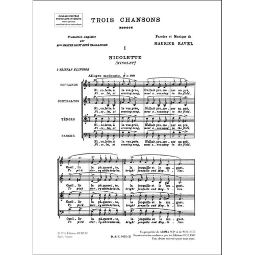 Maurice Ravel - Trois Chansons - Complete