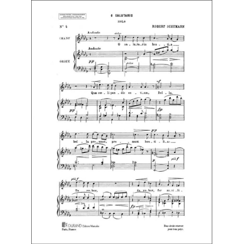 Robert Schumann - O Salutaris, Pour Mezzo-Soprano Et Piano
