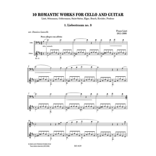 10 Romantic Works for Cello and Guitar