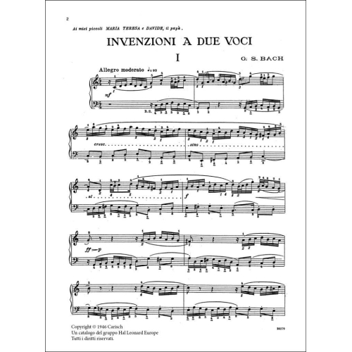 Bach, J.S - 15 Invenzioni A 2 Voci, Per Fisarmonica