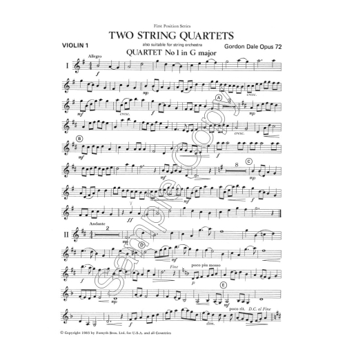 Dale, Gordon - String Quartet No.1 - Orchestra Set