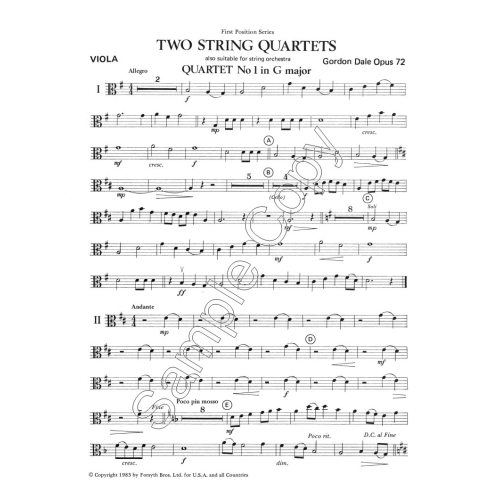 Dale, Gordon - String Quartet No.1 - Orchestra Set