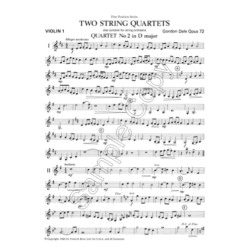 Dale, Gordon - String Quartet No.2 - Orchestra Set
