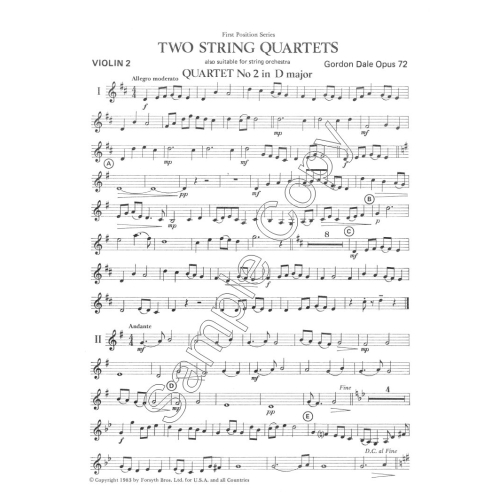 Dale, Gordon - String Quartet No.2 - Orchestra Set