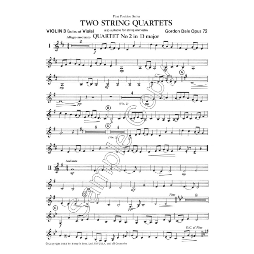 Dale, Gordon - String Quartet No.2 - Orchestra Set