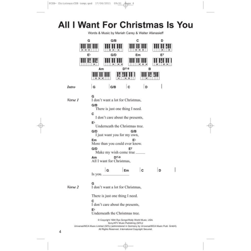 Piano Chord Songbook: Christmas Songs