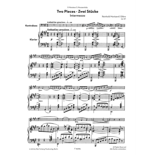Glière, Reinhold - Two Pieces Op. 9 for Double Bass & Piano