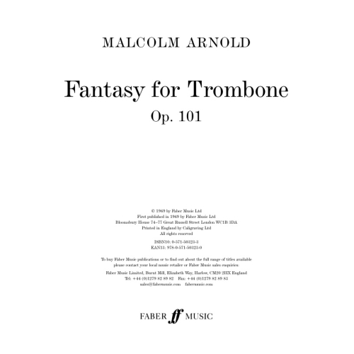 Arnold, Malcolm - Fantasy for Trombone