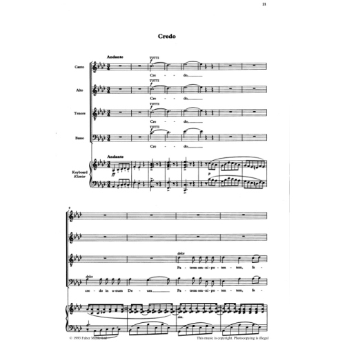 Weber, Carl Maria von - Mass In E Flat - Vocal Score