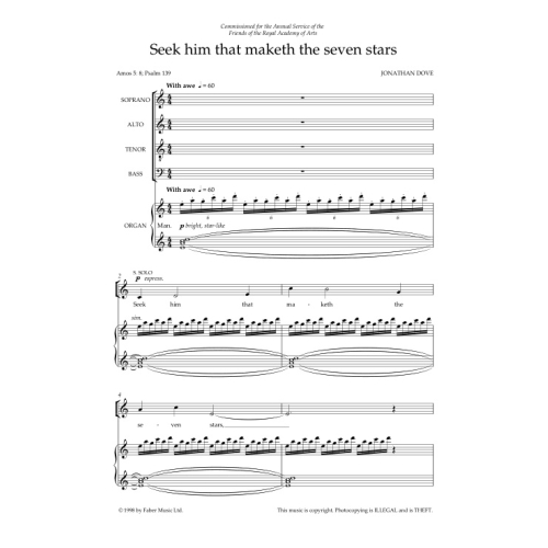 Dove, Jonathan - Seek Him That Maketh The Seven Stars