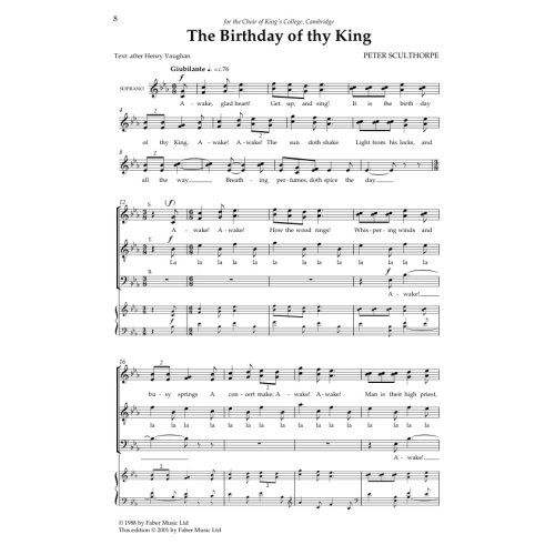 Sculthorpe, Peter - Morning Song-Birthday of thy King.