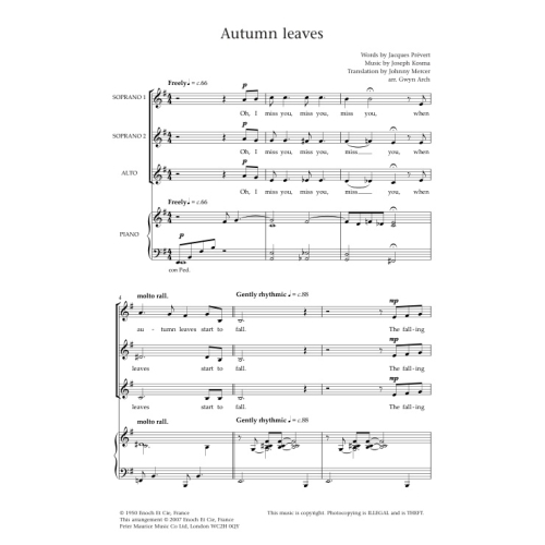Autumn Leaves. SSA (CPS)