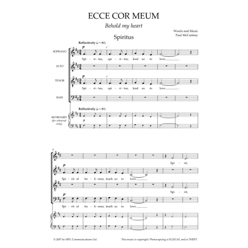 McCartney, Paul - Ecce Cor Meum. Choral Suite