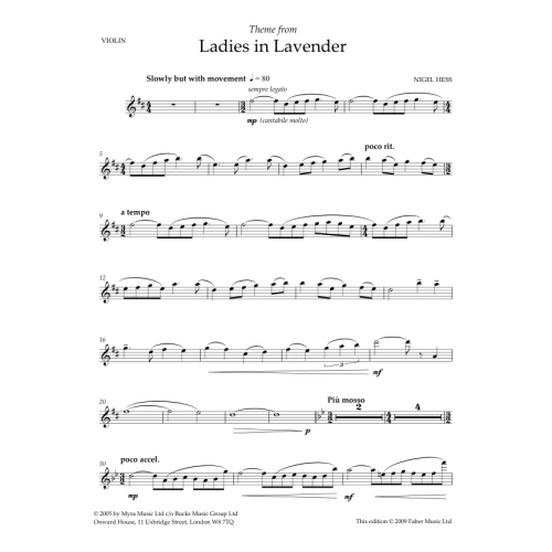 Hess, Nigel - Ladies in Lavender (Violin & Piano)