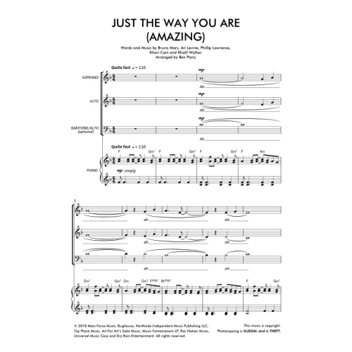 Mars, Bruno - Just the way you are (Choir Rocks!)