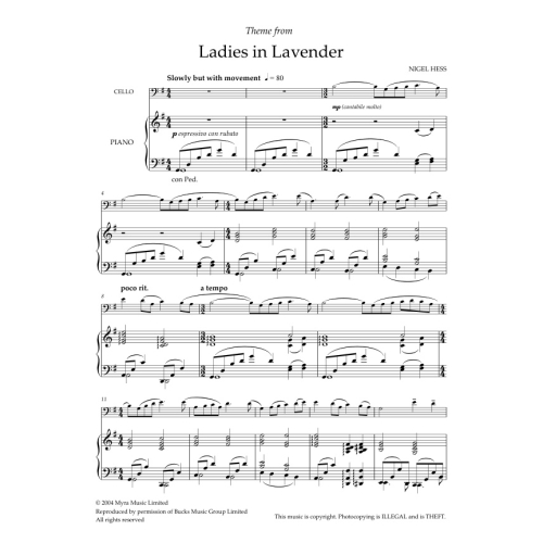Hess, Nigel - Ladies in Lavender (cello & piano)
