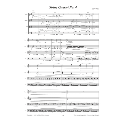 Vine, Carl - String Quartet No.4 (parts)