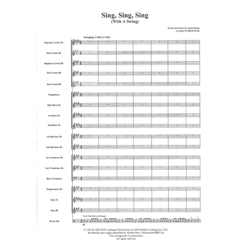 Prima, Louis - Sing Sing Sing (brass band score)