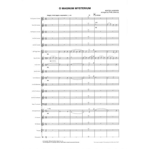 Lauridsen, Morten - O magnum mysterium (bband score & parts)