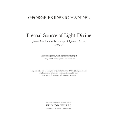 Handel, G F - Eternal Source of Light Divine