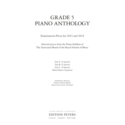 Grade 5 Piano Anthology - Examination Pieces for 2023 & 2024