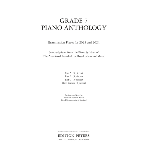 Grade 7 Piano Anthology - Examination Pieces for 2023 & 2024
