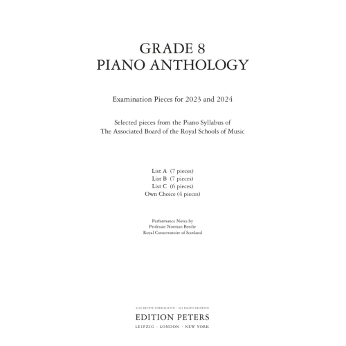 Grade 8 Piano Anthology - Examination Pieces for 2023 & 2024