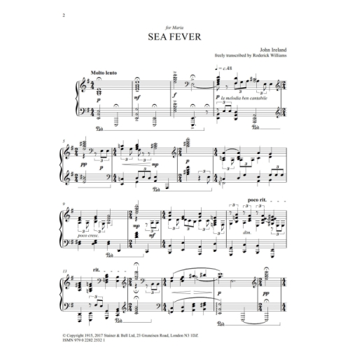 Ireland, John - Sea Fever arr. Pf solo by Roderick Williams