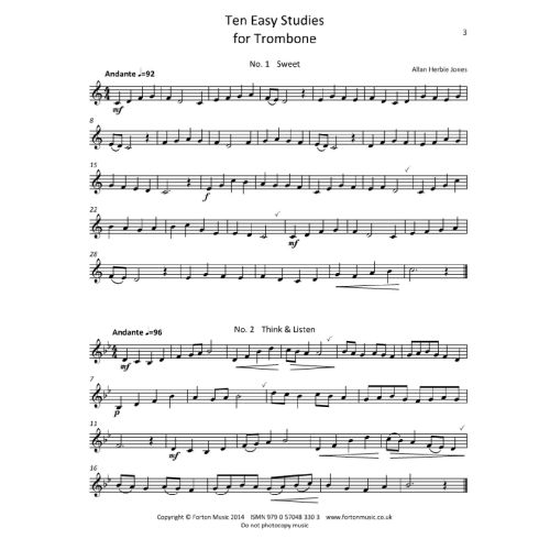 Jones, Allan Herbie - 10 Easy Studies For Trombone (Treble Clef)