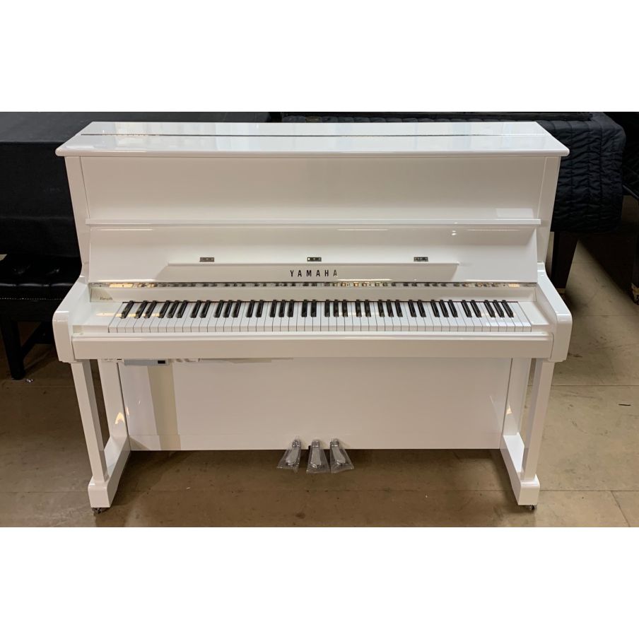 Yamaha P121 SH3 Silent Upright Piano in White Polyester