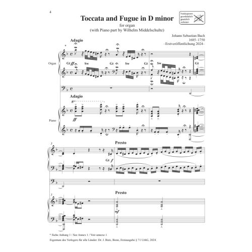 Bach, J.S - Toccata and Fugue in D minor BWV 565 (Ped.)