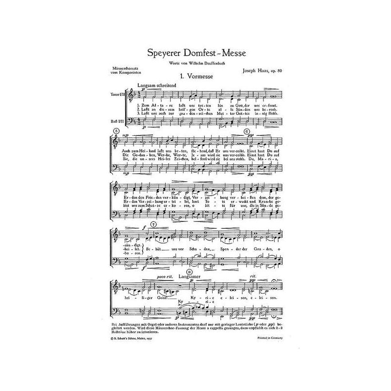 Haas, Joseph - Speyerer Domfestmesse op. 80 