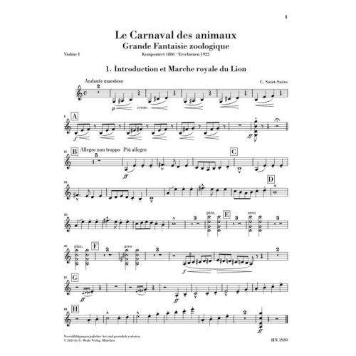 Saint-Saëns, Camille - Le Carnaval des animaux für Kammerensemble 