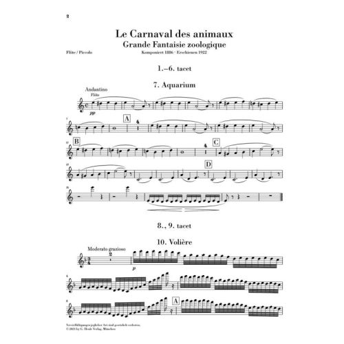 Saint-Saëns, Camille - Le Carnaval des animaux für Kammerensemble 