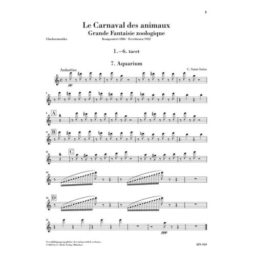 Saint-Saëns, Camille - Le Carnaval des animaux für Kammerensemble 