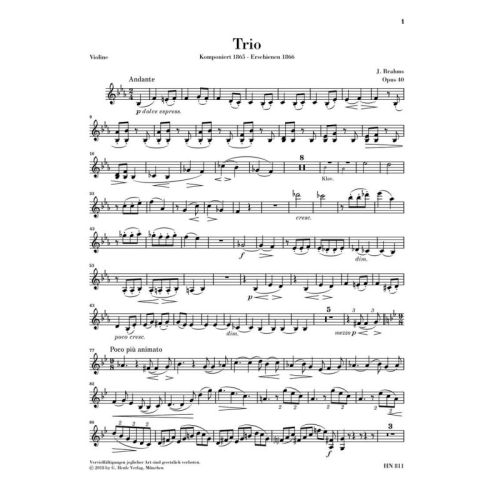 Brahms, Johannes - Horn Trio E flat major op. 40 op. 40 