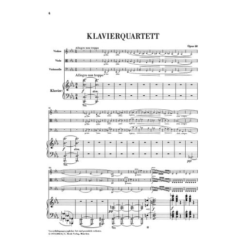 Brahms, Johannes - Piano Quartet c minor op. 60 