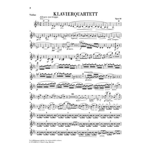 Brahms, Johannes - Piano Quartet c minor op. 60 